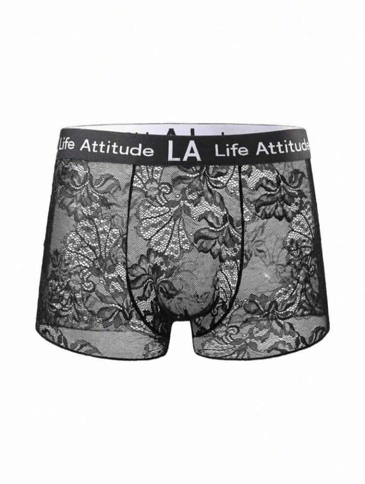 Men's Sexy Lace Trunk  With Letter Waistband